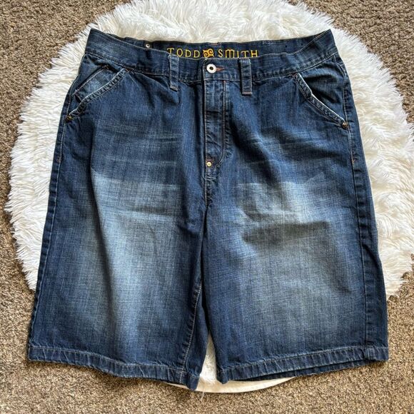 Todd Smith Jean Shorts Bling Pocket Mens Size 38 - Picture 2 of 7